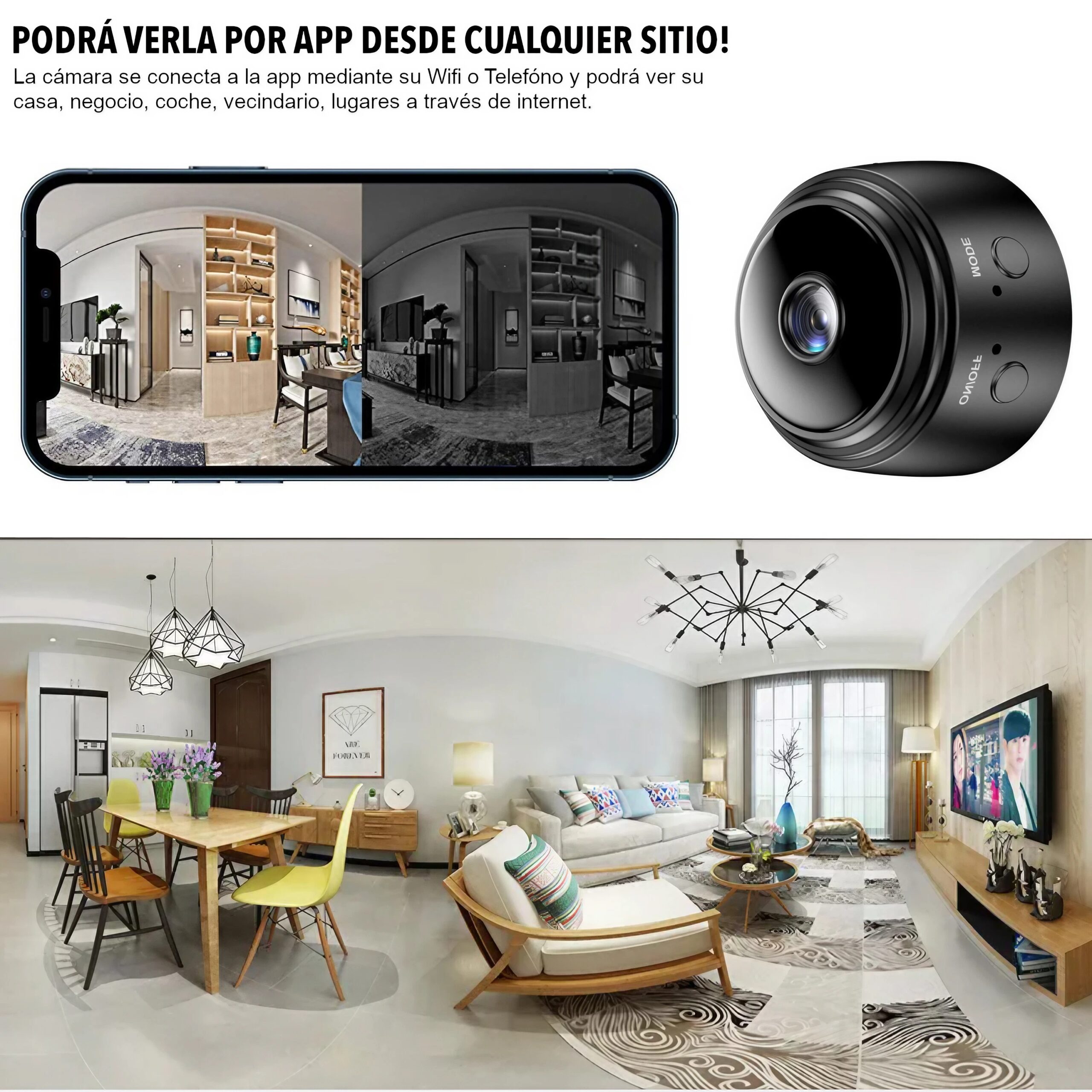 Mini Camara Espia Oculta, Camara Vigilancia WiFi Interior, Compatible con  Alexa, Google Home etc, Versión 2024 FULLHD 1080P Real, App TUYASMART