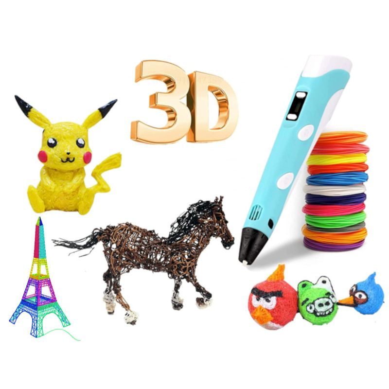 Bolígrafo 3D para Niños - Lápiz 3D + 6 Filamentos coloridos, Juguete niños  +14 años